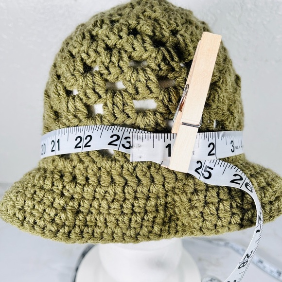 Olive Green Crochet Bucket Hat - Picture 5 of 7